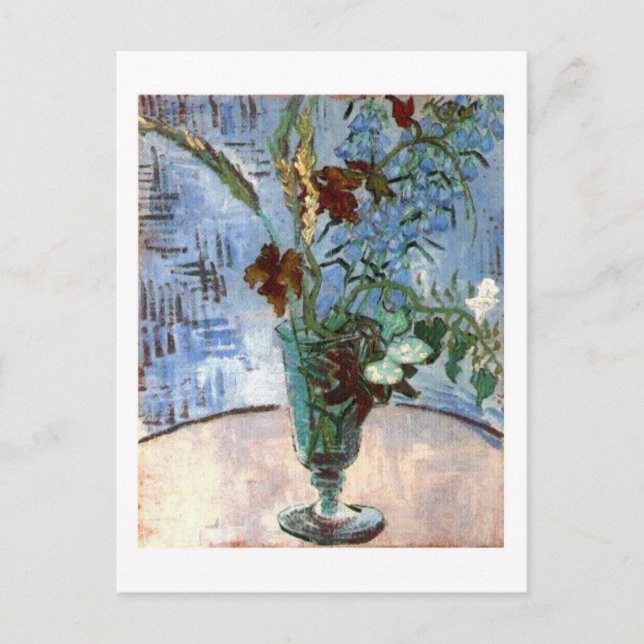 Glas med Vild Flowers, Van Gogh Fine Art Vykort (Framsida)