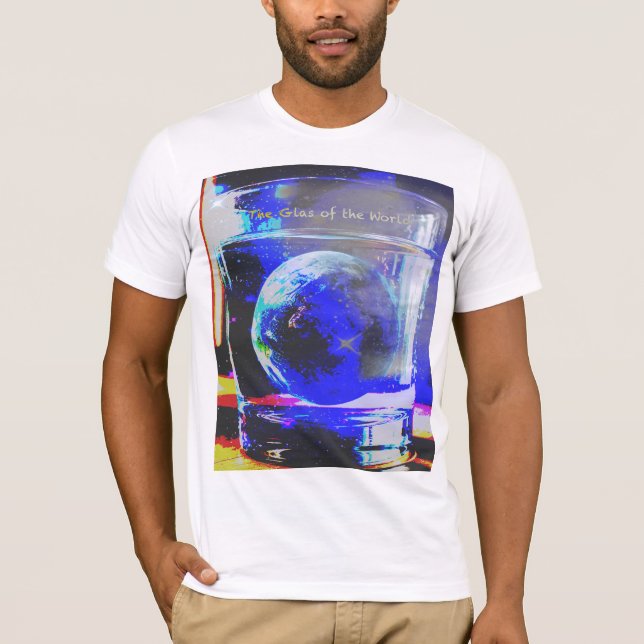 Glas mit Welt T Shirt (Framsida)