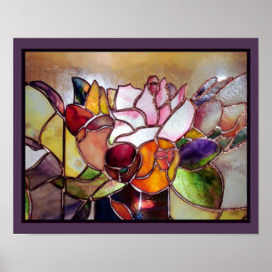 Glas, Modern blomstväggskonst Poster