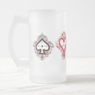 Glas Mugg, frostigt - Spader/Klubbar/diamanter Frostat Ölglas