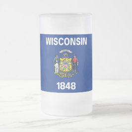 Glas Mugg, fryst, med flagga av Wisconsin-staten Frostat Ölglas