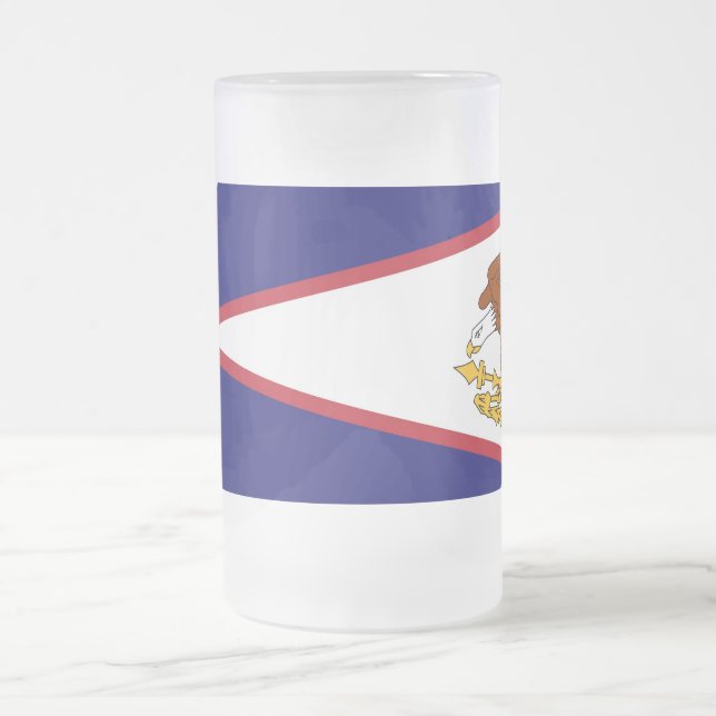 Glas Mugg, fryst, med flagga från amerikanska Samo Frostat Ölglas (Center)