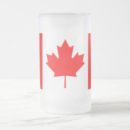 Glas Mugg, fryst, med flagga från Kanada Frostat Ölglas