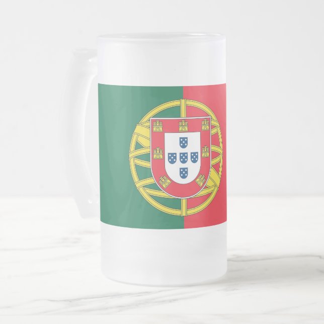 Glas Mugg, fryst, med flagga Portugal Frostat Ölglas (Framsida vänster)