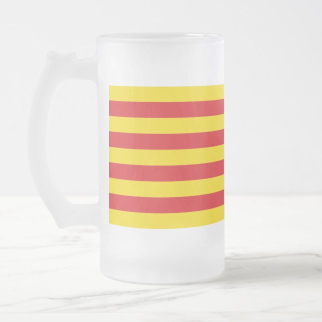 Glas Mugg, fryst, med Kataloniens flagga Frostat Ölglas (Vänster)