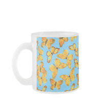 Glas, Mugg, golden Butterflies på Himlar Blue