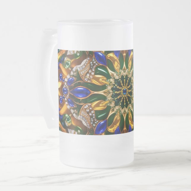 Glas Mugg, med Färg-design i Brasilien, frostat Ölglas (Framsida vänster)