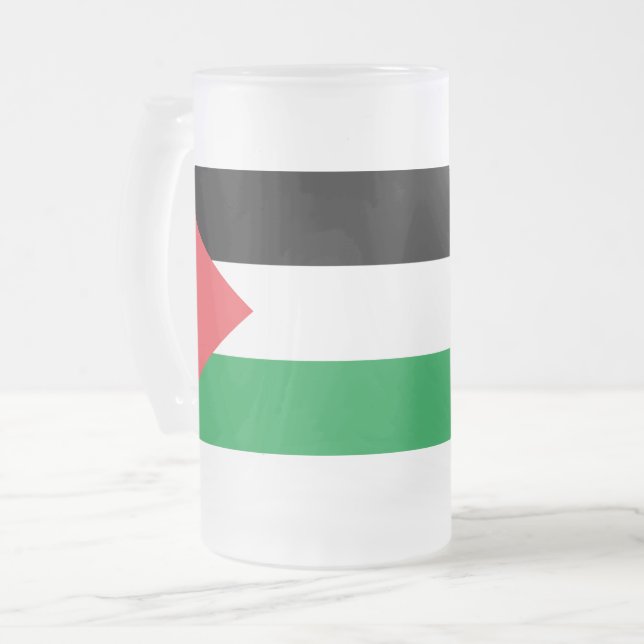 Glas Mugg med flagga Palestina, frostat (Framsida vänster)