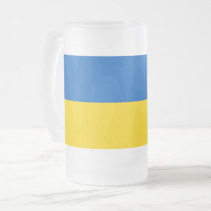 Glas Mugg med flagga Ukraina, frostat