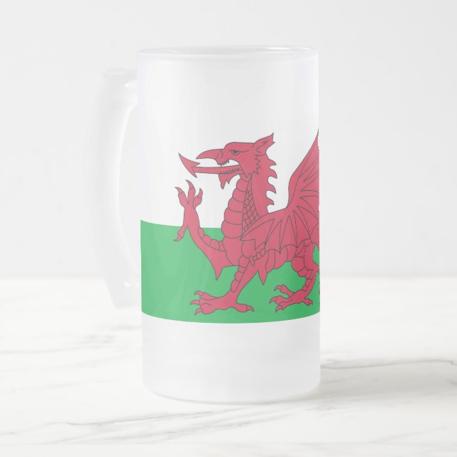 Glas Mugg med flagga Wales, frostat (Framsida vänster)