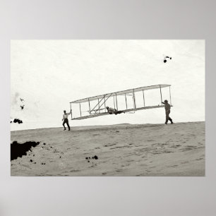 GLAS NEGATIVA GLASGRIGLIDER FÖRSTA FLYGNINGEN 1902 POSTER