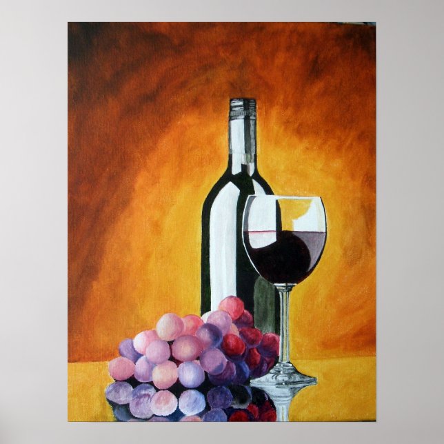 Glas och druvor från vin poster (Framsidan)