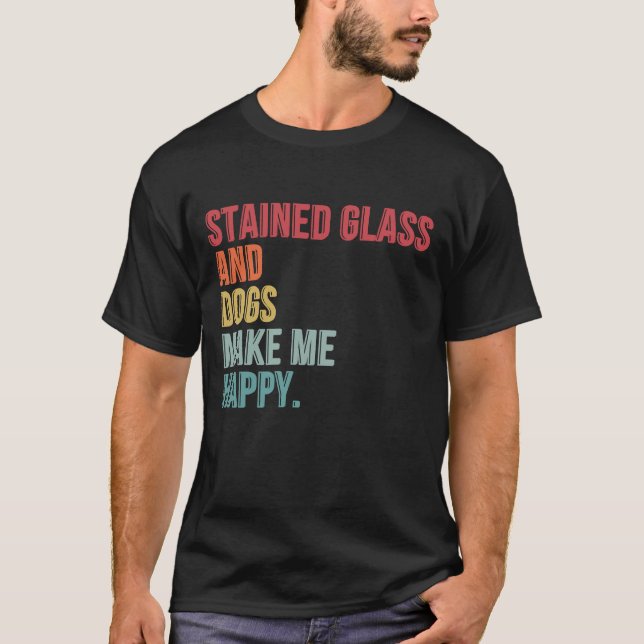 Glas och Hundar gör mig Lycklig funny T Shirt (Framsida)