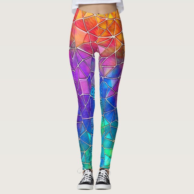 Glas Rainbow Mönster Leggings (Framsida)
