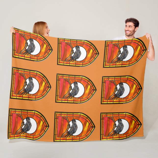 Glas Raven, fastsatt Fleecefilt (På plats)