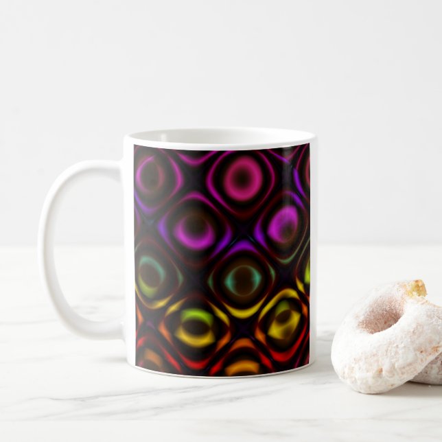 Glas | Regnbåge Fractal Art Kaffemugg (Med munk)
