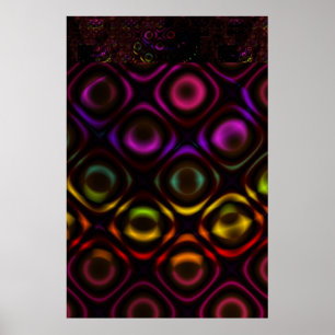 Glas Regnbågsfraktal konst Poster