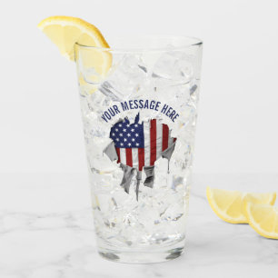 Glas, rippat och torkat amerikanskt Flagga Glaskopp