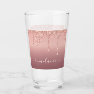 Glas ro Guld Glitter med eget namn