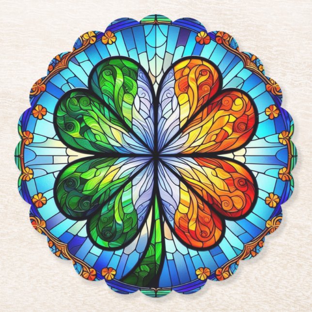 Glas Saint patrick's day Irish Klöver Underlägg Papper (Framsida)