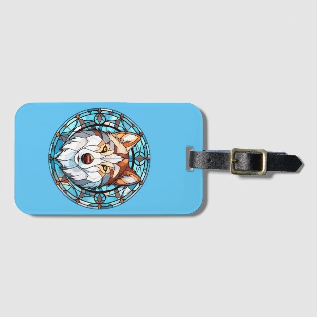 Glas Siberian husky Hund Bagagebricka (Framsida horisontal)