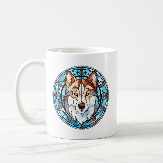 Glas Siberian husky Hund Kaffemugg (Vänster)