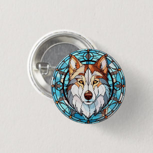 Glas Siberian husky Hund Knapp