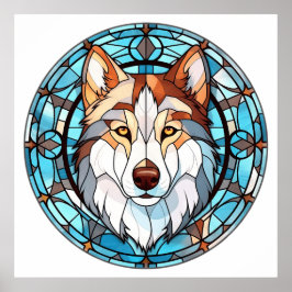 Glas Siberian husky Hund Poster