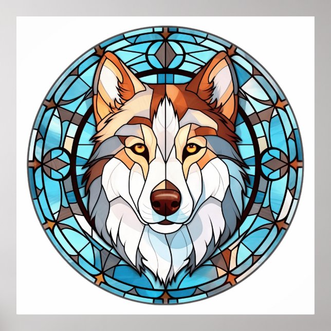 Glas Siberian husky Hund Poster (Framsidan)