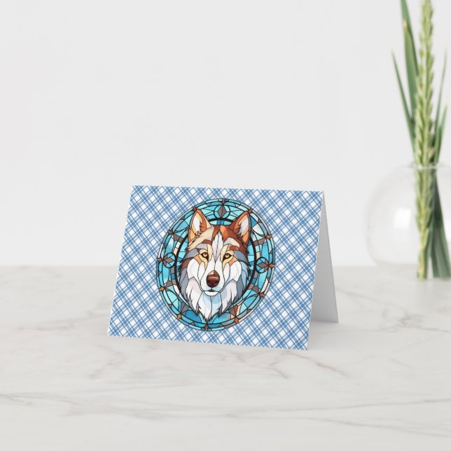 Glas Siberian husky Hund Tack Kort (Framsida)