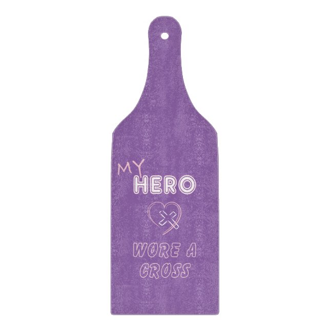 Glas Skärbräda Min Hjälte bar ett Kors Jesus (Framsidan)