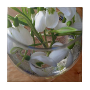 glas snödroppar kakelplatta
