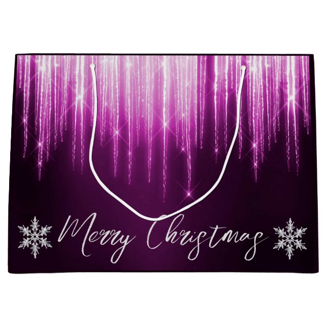 Glas Snöflummel på lila Vinter Icicles jul (Framsidan)