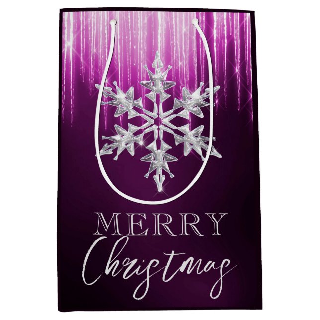 Glas Snöflummel på lila Vinter Icicles jul (Framsidan)
