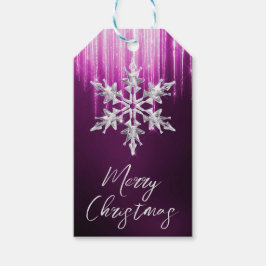 Glas Snöflummel på lila Vinter Icicles jul Presentetikett