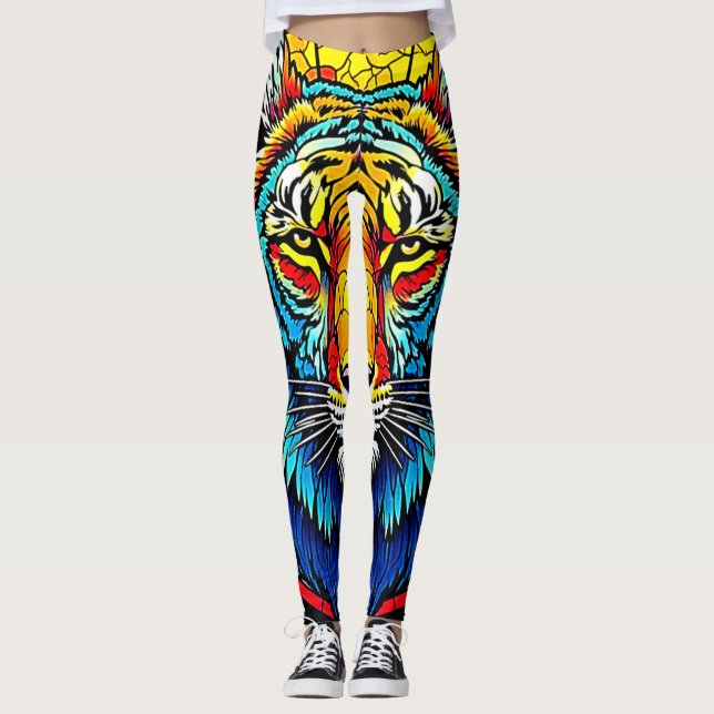 Glas som är fastsatt i brant tiger leggings (Framsida)