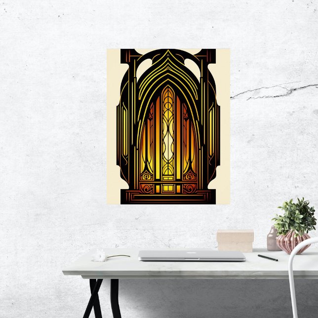 Glas som är fastsatt i Orange Art nouveau Poster (Skapare uppladdad)