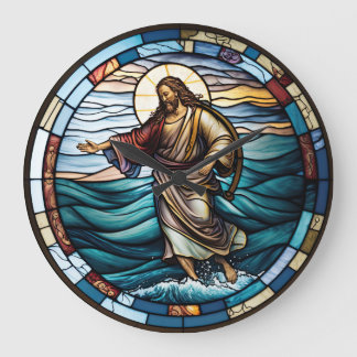 Glas som fastnat Jesus går på Vatten-designlås Stor Klocka