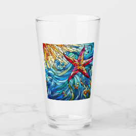 Glas Stålad Starfish Seashell Ocean Beachy