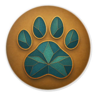 Glas, Tass Teal & Guld Mosaic Ceramic Knob Knopp