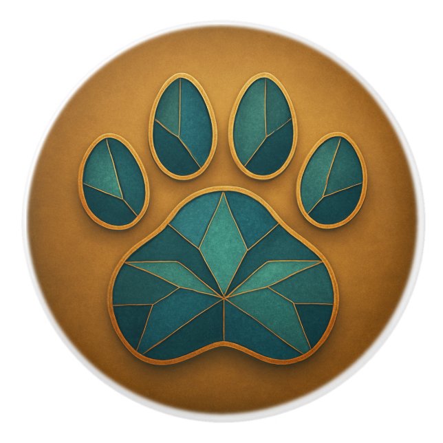 Glas, Tass Teal & Guld Mosaic Ceramic Knob Knopp (Framsidan)