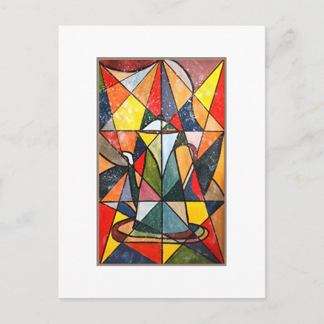 Glas tea Pot Acrylic Artwork Vykort (Framsida)