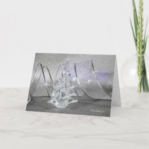 Glas träd med rosett band helgkort