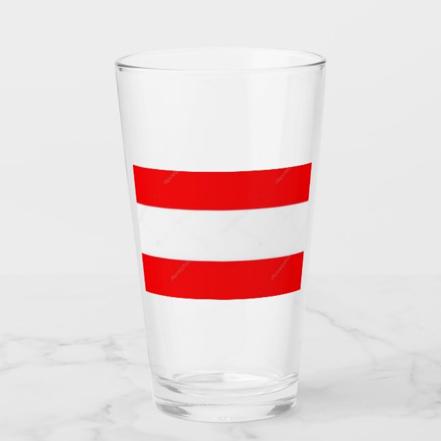 Glas Tumbler Österrike Flagga 16 oz (Framsida)