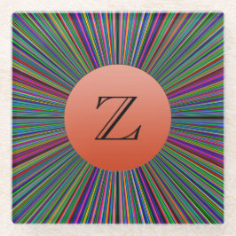 Glas Underlägg med ColorBurst Monogram Lite Red