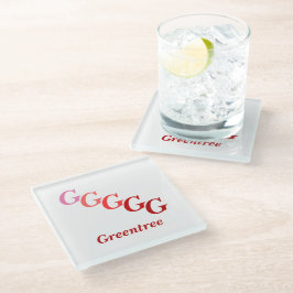 Glas Underlägg - Namn och styrt Brev (rött)