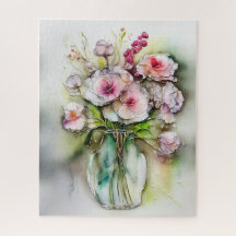 Glas Vas med blommor