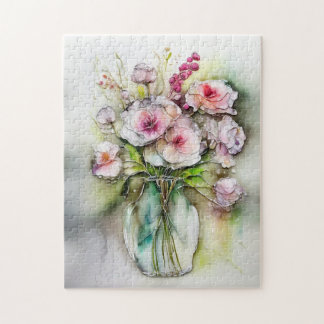 Glas Vas med blommor Pussel