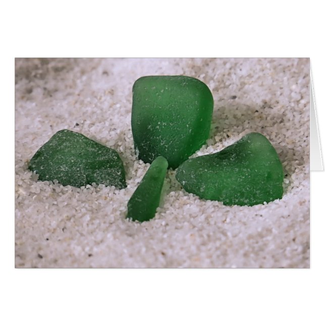 Glas vid Löv Klöver Hälsningskort (Framsidan Horizontal)