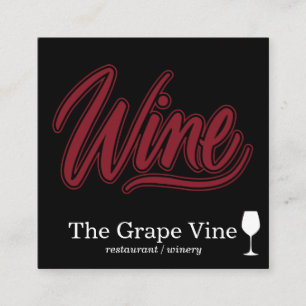 Glas vin och Vin Fyrkantigt Visitkort